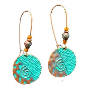 Brass dangke turquoise earrings